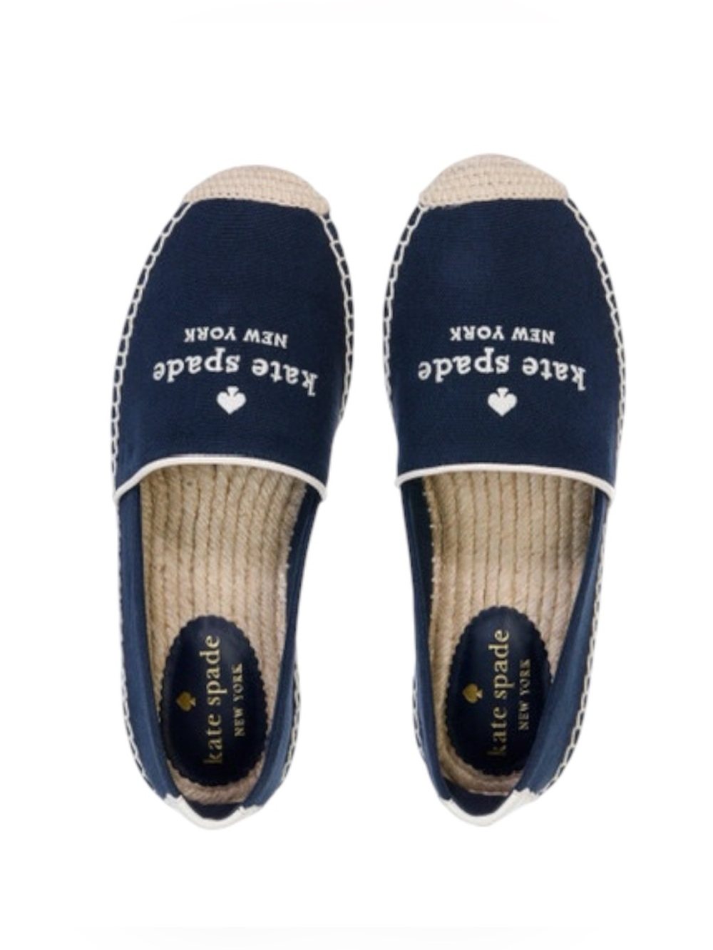 Kate Spade New York Navy Canvas Espadrille Flats Women’s Slip On Shoes - Picture 4 of 8